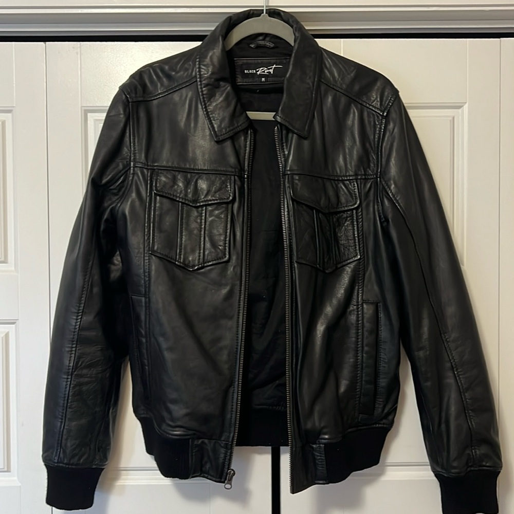 Black Rivet Leather Jacket, Men’s Medium